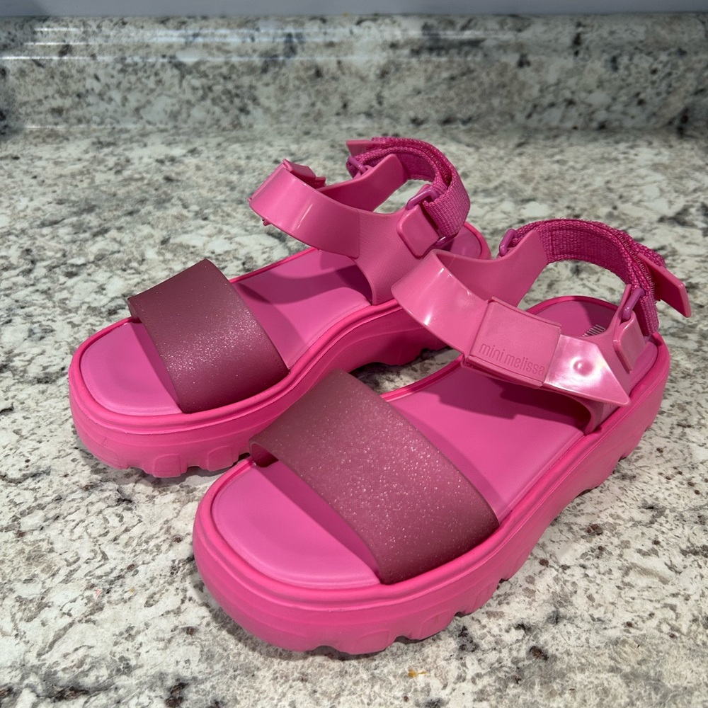 Mini Melissa youth Kids Glittery Pink Sandals 3